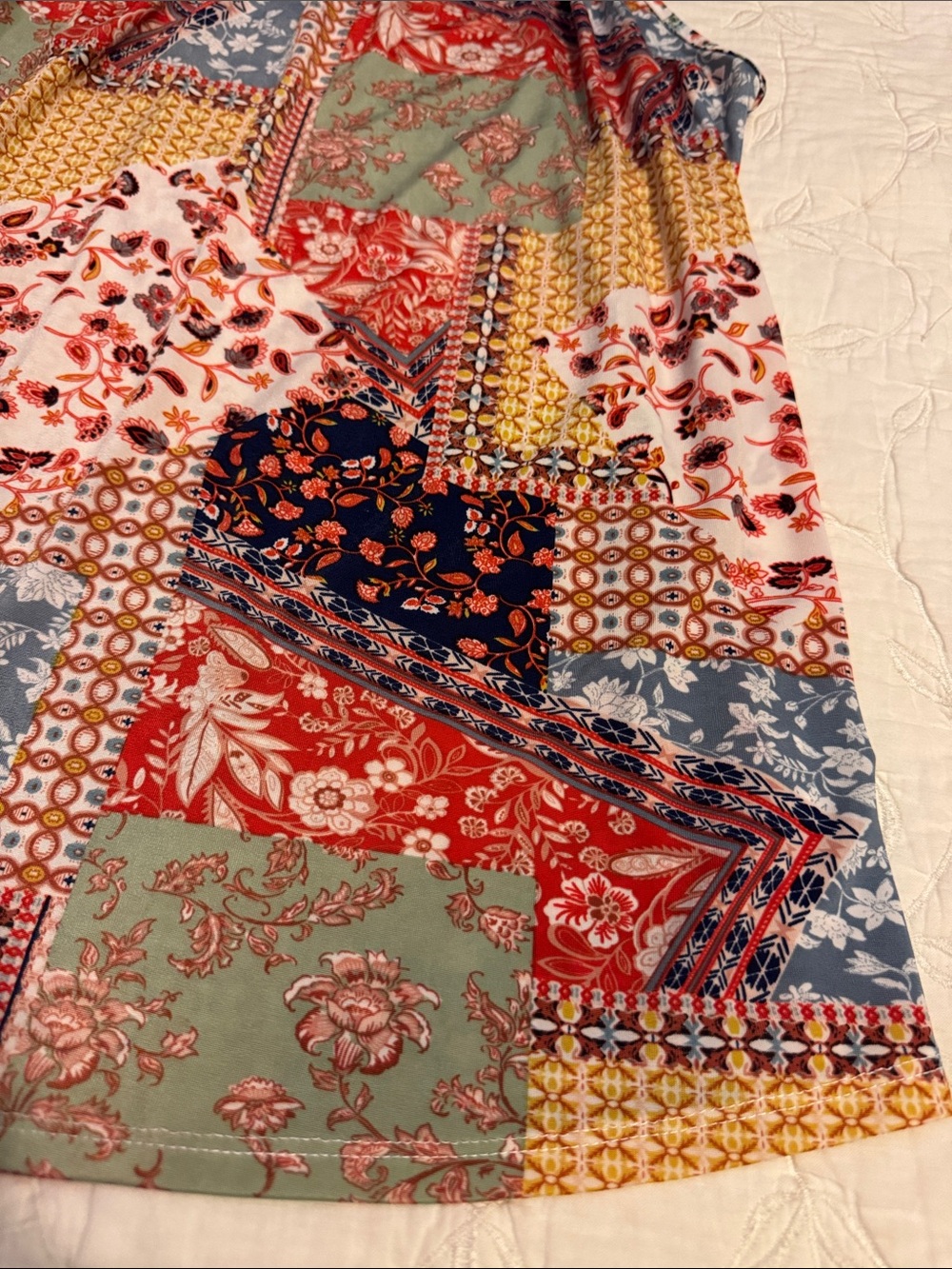 Patchwork Print Halter Tank Top - Multicolor - Picture 5 of 9
